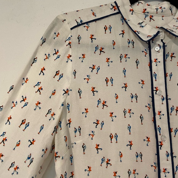 French Button Up Blouse with Figure Stakers Brand Acoté - Picture 3 of 9